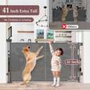 Reinforced 41 Inch Extra Tall Retractable Baby Gate 55" Wide Mesh Baby Gate Retractable Pet Gate with Support Rods Prevents Crawling Under, Indoor Retractable Gate Outdoor Extra Tall Pet Gate, Gray