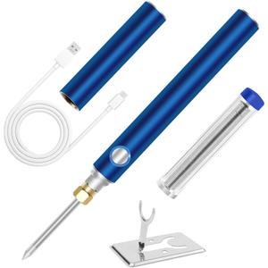 Cordless Soldering Iron Kit, Wireless Electric Soldering Gun Pen, 1100mAh Large Battery, Portable and Rechargeable for Home Appliance Repair, Electronic Components, DIY (Blue)