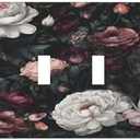 LuHuoLu Decorative Light Switch Cover Plate Rustic Big Pink Flowers White Peony Floral 4 Gang Wall Plate Oversized Quad Toggle Switch Cover Plate Jumbo Faceplate for Home Decor