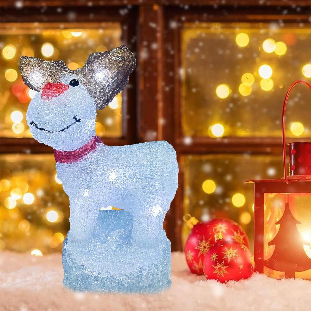 Anycosy Christmas Lighted Acrylic Deer Decoration,Rotating Battery Operated Lights for Indoor Use,Perfect for Tabletop, Windowsill, Mantel, and Bedroom