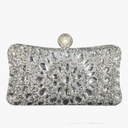 Boutique De FGG Pearl Clasp Crystal Clutch Purses for Women Evening Bags Wedding Handbag Party Rhinestone Clutch Bag,Mini