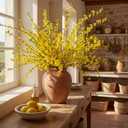 XunYee 12 PCS Fake Forsythia Long Stems 39.5" Artificial Forsythia Branches Yellow Forsythia Branches Artificial Orchids Flower Branches Faux Forsythia Stems for Home Wedding Indoor Outdoor Decoration