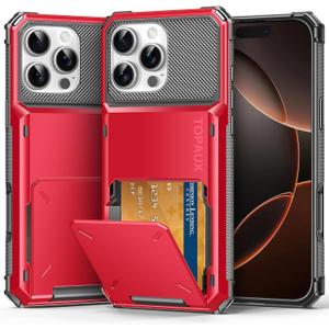 3 x TOPAUX for iPhone 16 Pro Wallet Case 5 Credit Card Holder Flip Cover Secure Back Pocket ID Slot Compartment Dual Layer Shockproof Bumper Anti-Scratch Protective Hard Shell for iPhone 16 Pro Red Black 3 x TOPAUX for iPhone 16 Pro Wallet Case 5 Credit Card Holder Flip Cover Secure Back Pocket ID Slot Compartment Dual Layer Shockproof Bumper Anti-Scratch Protective Hard Shell for iPhone 16 Pro Red Black