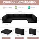 14-Piece Patio Furniture Cushions Set, Replacement Outdoor Cushions for 6-Seat Patio Sectional, Waterproof & Fade Resistant Deep Seat Cushion for Outdoor Sofa, Black