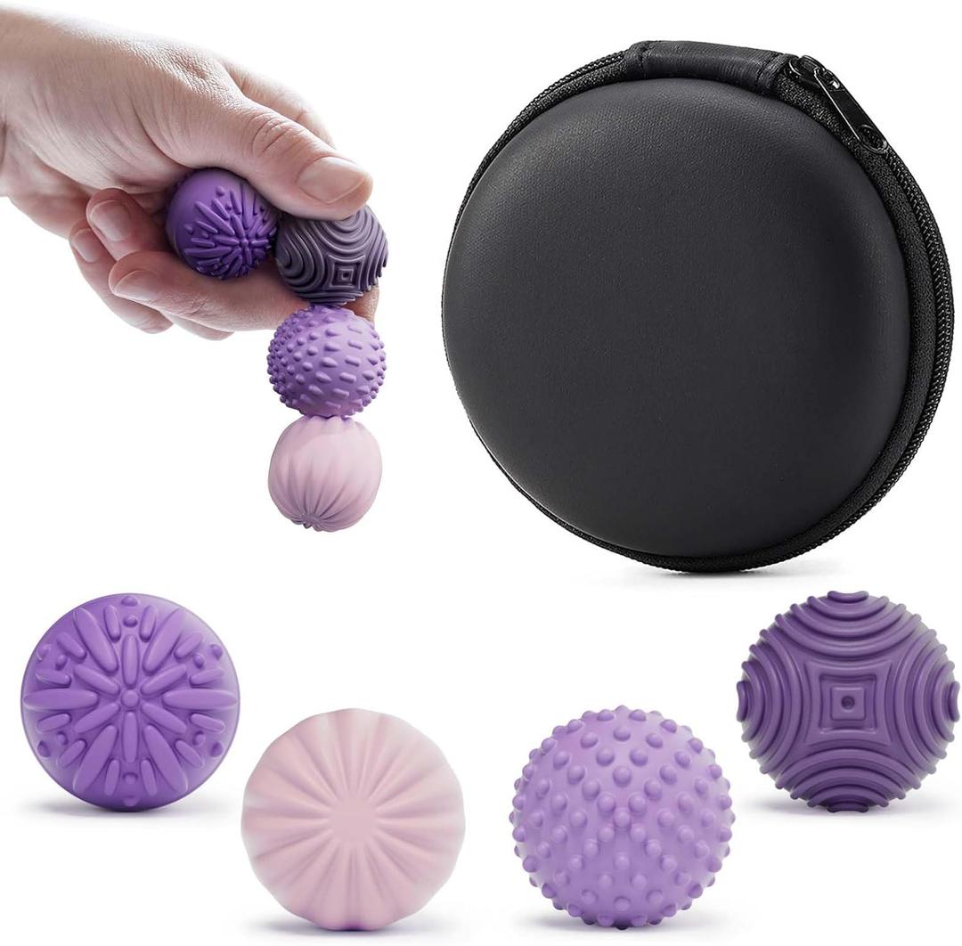 Silicone Magnetic Balls Fidget Toys for Adults & Teens,4PCS Stress Relief Sensory Toys for Autism ADHD Anxiety,Fun Textures Gadgets,Office Desk Toy,Stocking Stuffer for Men Women Teen Gift (Lilac Purple)