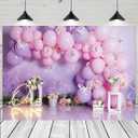 Purple Butterfly Balloons Backdrop First Birthday Decorations for Princess 1st Girl Birthday Party Decorations Newborn Kids Baby Shower One Year Old Cake Smash Photo Props (7X5FT)