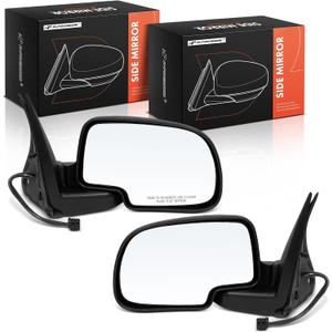 A-Premium Pair (2) Driver and Passenger Side Power Door Mirror - Compatible with Chevrolet Tahoe, Suburban 1500 2500, Avalanche 1500 2500 & GMC Yukon, Yukon XL 1500 2500 - Heated, Manual Folding