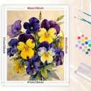 Floral Paint by Numbers Kit for Adults - DIY Purple and Yellow Pansies Painting on Canvas 16x20 Inches, Acrylic Paint Set, Suitable for Beginners, Art for Home Decoration or Gifts