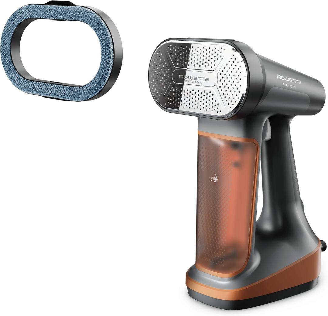 Rowenta Iron Steamer for Clothes, 3in1 Hand Held Steamers, Clothing Steamer, Ironing, Lint Remover, 7.1 Oz Tank, 1875 Watts, AutoOff, Black & Copper, DR8855