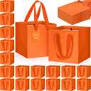 Windyun 50 Pcs Mini Paper Gift Bags with Handle Square Small Favor Bag with DIY Thank You Tag for Christmas Birthday Wedding Bridal Shower Bridesmaid Graduation Party, 6 x 6 x 6'' (Orange)