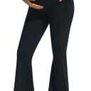 JOYSPELS Smooth Feeling Flare Maternity Leggings Over The Belly with Pockets Soft Bootcut Pregnancy Yoga Pants Black S
