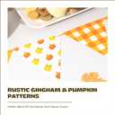 Fall Banner Garland – Autumn Triangle Flag Bunting with Plaid, Pumpkin & Maple Leaf Designs – Cardstock Thanksgiving Decorations for Fall Birthday, Harvest & Party Supplies