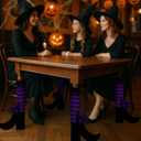 4 Pack Halloween Witch Legs Decor Witch Striped Table Leg Stocking Chair Leg Covers for Halloween Parties(Black,Purple)