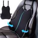 CompuClever Ergonomic Lumbar Support Pillow for Car Seat & Office Chair - Memory Foam Back Cushion with Adjustable Strap & 3D Mesh Cover, Pain Relief for Lower Back, Driving, Long Sitting,Truck (Large Lumbar Support Pillow for Car - Black)