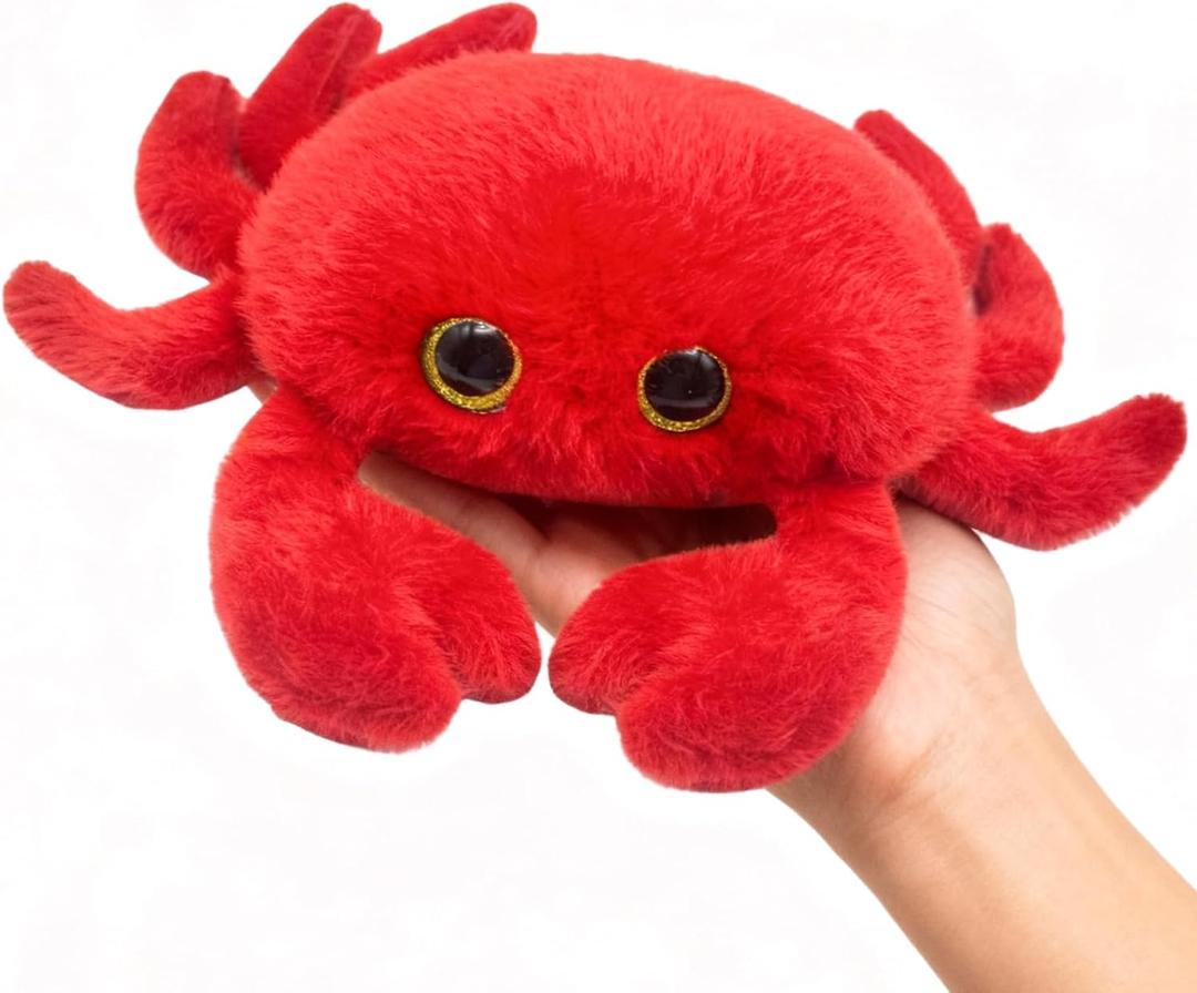 Crab Stuffed Animal Cute 10 Inches Crab Plush Toy Super Soft Ocean Stuffed Animals Small Sea Creature Animal Plushies Stuffies Birthday Easter Gifts for Kids Girls Boys (Red)