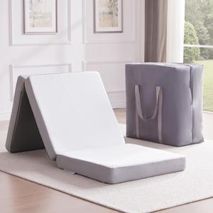 Folding Mattress, Trifold Mattress Twin 4 inch Foldable Mattresses Memory Foam for Travel Camping Floor Guest Bed, Washable Cover with Storage Bag (75"x38"x4") 