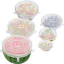 6PCS OstWony Silicone Stretch Lids, Four Specifications of Reusable Silicone Bowl Cover, Suitable for Various Food Containers, High and Low Temperature Scenarios (Microwave Ovens, Freezers)