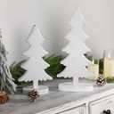 2 x Christmas Decorations-2pcs Natural Wood Christmas Trees Tabletop Sign-Vintage Indoor Centerpieces for Table Mantle Xmas Party Decor(White)