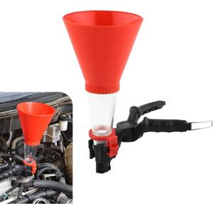 Engine Oil Funnel, Locking Anti-Leakage Funnel, Household Refueling and Changing Tool, Universal for Cars (Red)