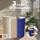 Finepak 12oz 90Pack Compostable Paper Cups with Lids & Straws, 3-Layer Insulated Corrugated Cups for Hot & Cold Drinks, Home Office Travel,Blue (EXP 08/19/32)