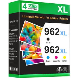 962XL Ink Cartridges Combo Pack Replacement Compatible for HP Ink 962 XL HP962XL HP962 Works with HP OfficeJet Pro 9010e 9012e 9014e 9015e 9018e 9019e 9020e 9022e 9025e 9028e Printers