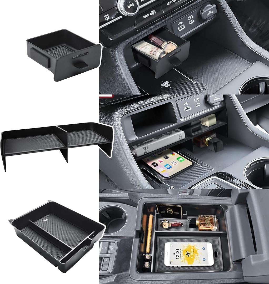 3PCS Center Console Organizer Insert Tray Compatible with Honda 2023 2024 2025 Pilot & 2026 Passport Interior Accessories, Armrest Storage Box & Front Center Console Shelf & Glove Box Hidden Drawer