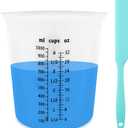 Silicone Resin Mixing 1L Measuring Cup Set for Resin Supplies, Easy-to-Read Marks, 1000ml/32oz Large Cup, Thickened Reusable Silicone Cups for Epoxy Mixing, Jewelry Making