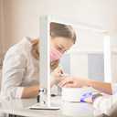 Foldable Half Moon Light for Nail Desk, 48W Rectangle Nail Tech Lamp, 33in LED Desk Lamp with Knob, 3 Modes 3000-6000K Dimmable (White)