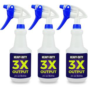 3X High Output Heavy Duty Spray Bottles for Cleaning Solutions, 3 Pack, 24 oz Commercial, Industrial Spray Bottles for Household Cleaning and Car Detailing.