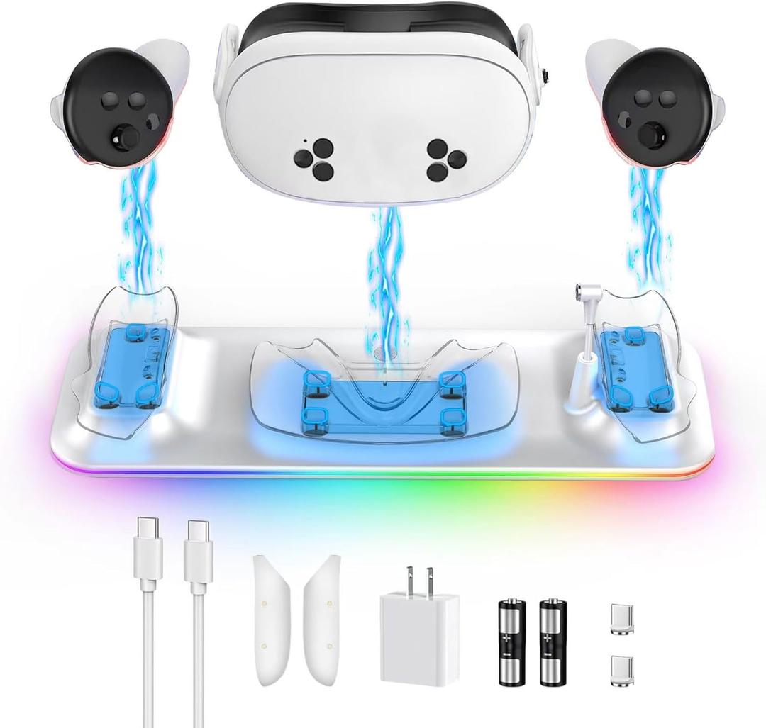 Charging Dock  PD 18W Fast Charging Station for Quest 3S Headset & Controllers | Magnetic Alignment | LED Indicator | Compact Design