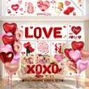 WOHOHOHO 181Pcs Valentines Day Window Clings Decorations, 10 Sheets Valentine's Day Window Stickers, LOVE & XOXO Banner, 12Pcs Heart-Shaped Balloons. Happy Valentine's Romantic Gifts for Home Office