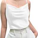 Women's Silk Tank Top Ladies V-Neck Camisole Silky Loose Sleeveless Blouse Satin Tank Shirt, XL