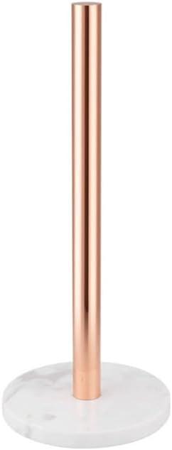 Kitchen Paper Holder, Paper Towel Holder 36 cm x 15 cm (Rose Gold), Stainless Steel Rose Gold Kitchen Roll Holder with White Marble Base