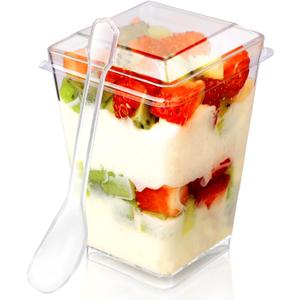 5 oz 60Pcs Plastic Dessert Cups With Lids and Spoons, Yogurt Parfait Appetizer Cups for Party, Mini Dessert Shooters for Pudding and Fruit