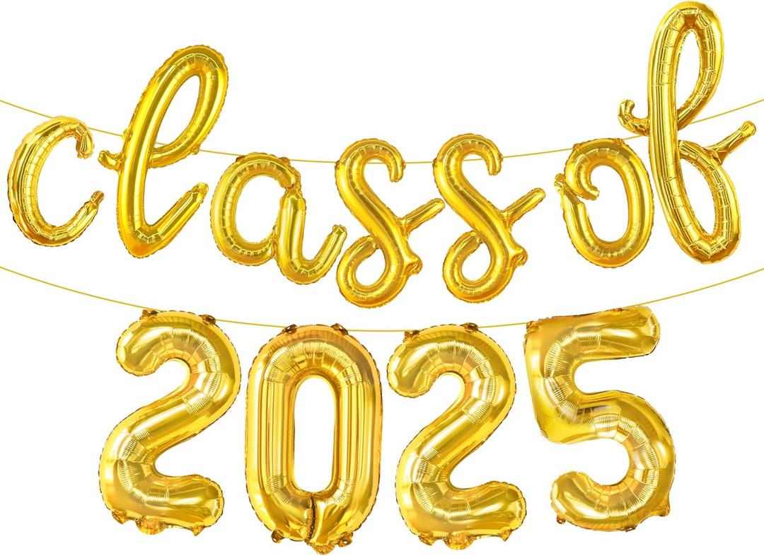 KatchOn, Gold Class of 2025 Balloons Banner - Script, 16 Inch | 2025 Balloons Graduation, Graduation Decorations 2025 | Class of 2025, Grad Decorations