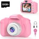 PROGRACE Kids Camera for Girls Ages 3-8 - Easy to Use Toddler Digital Video Camera with 28 Fun Frames & Selfie, Christmas Birthday Valentines Day Gifts for 3 4 5 6 7 8 Years Old Girls, Pink