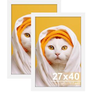27x40 Inch Poster Frame 2 Pack, Engineered Wood White Large Picture Frame for 27 x 40 in Photos, Movie Posters & Art Prints, 27 x 40 Poster Frame Horizontal or Vertical Wall Mounting