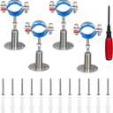 Kodilin 4PCS 304 Stainless Steel Wall Mount Ceiling Mount Pipe Supports,Suitable for OD Pipe 1-1/2"(42-45mm),Adjustable Height 50-100mm,Adjustable Pipe Strap Clamp with Screws