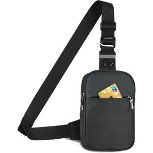 VADOO Sling Bag, Small Crossbody Bag with RFID Blocking for Women and Men, Lightweight Chest Phone Mini Bag for Travel Casual (Basic Version- Black)