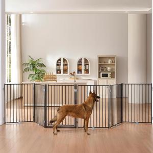 Freestanding Dog Gate with Door for Indoor & Outdoor, 36'' Tall