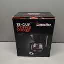 Mueller 12-Cup Drip Coffee Maker - Borosilicate Carafe, Auto-Off, Reusable Filter, Anti-Drip, Keep-Warm Function, Clear Water Level Window Coffee Machine, Kitchen Essentials & Accessories, (Black)