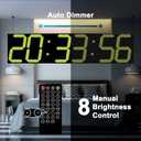 CHKOSDA Digital Wall Clock, Oversize Digital Clock with Auto Dimmer, Huge Countdown Timer with Remote Control, 27" Wide Led Display, 6 Digits, Wall Mount, Date and Temperature Yellow