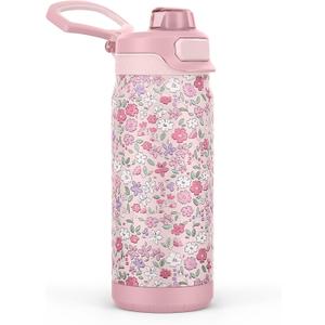 ZULU Powerfill Pro 18oz Kids Stainless Steel Water Bottle with Quick Fill Lid, Triple Wall Vacuum Insulated, Leak Proof Locking Lid, Sip & Chug, Reusable, BPA Free, Dishwasher Safe, Flower Crown