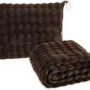 SOCHOW Travel Blanket for Airplane Train and Car, Soft Travel Blanket or Pillow 2 in 1 Compact with Portable Bag Pillowcase, Flight Blanket with Luggage Sleeve and Backpack Clip, Brown