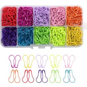 500 Pcs Colorful Pear Shaped Clip Pins Bulb Safety Pins Metal Gourd Pins with Storage Box for Clothing Tag, DIY Clothing Craft Making, Sewing