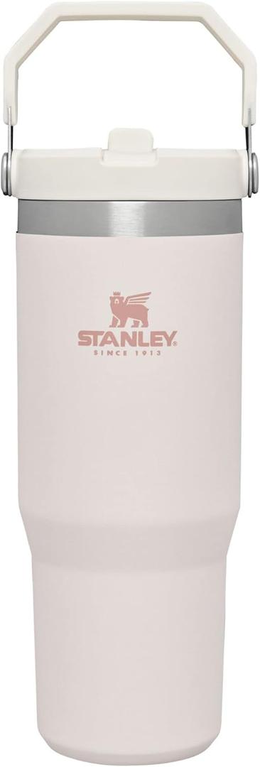 Stanley IceFlow Stainless Steel Tumbler with Straw - Vacuum Insulated Water Bottle for Home, Office or Car Reusable Cup with Straw Leak Resistant Flip Cold for 12 Hrs or Iced for 2 Days (Rose Quartz) (30 Ounces)
