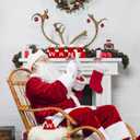 2 x Christmas Knit Drawstring Gift Bag Xmas Red and White Santa Sack with Alphabet Letter Design Reusable Wrapping Bag for Xmas Candy Goodie Party Favor 6.5 x 5.1 Inch Letter W