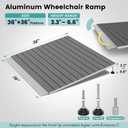 Threshold Ramps for Wheelchairs, Adjustable Height 3.3"-6.6" and 36"36" Platform Aluminum Wheelchair Ramp, Door Threshold Ramps with a Non-Slip Thick Door Mat for Scooters, Power Chairs, Cart