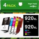 920 920XL Ink Cartridges Compatible for HP 920 XL 920XL Ink Cartridge Combo Pack Compatible with Officejet 6500A 6000 7000 7500A Printer (Black, Cyan, Magenta, Yellow, 4XL Pack)