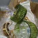 Qufute 2-Pack Glass Wall Sconce Light Green Striped Glass Mid Century Modern Wall Light Fixtures Gold Vintage Bathroom Vanity Lamp Swing arm Wall Lighting for Over Mirror Bedroom Hallway